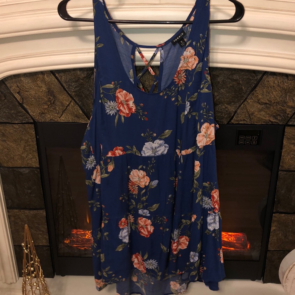 SOLD NWOT Torrid Blue Challis Babydoll Tank 3X